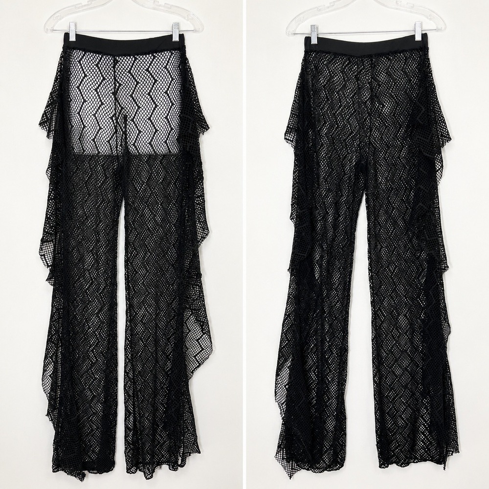 Black Sheer Mesh Whimsigoth Pants Size Small  Fairy‎ Grunge Witch Vamp Goth Rave